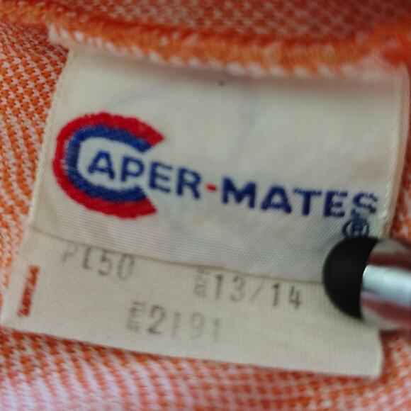 60s Orange Chevron Print Maxi Skirt Matching SS Vest Leisure Suit Set Size 13/14 - Picture 10 of 11